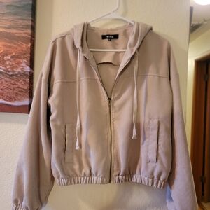 Mine Beige Bomber Jacket with Hood